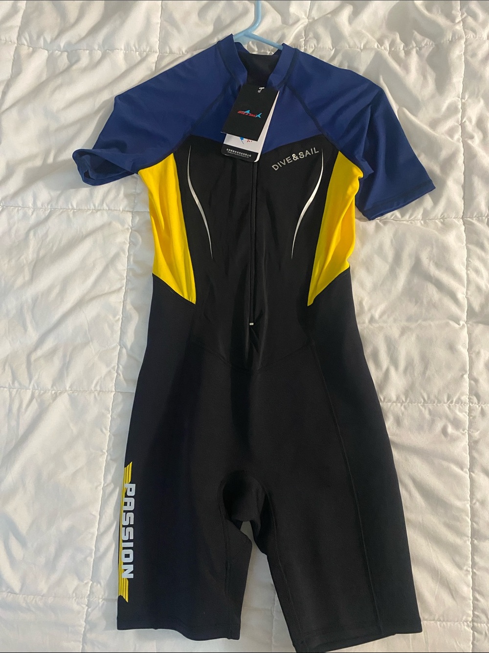 Dive & Sail Yellow & Blue One-Piece Swimsuit (XL)